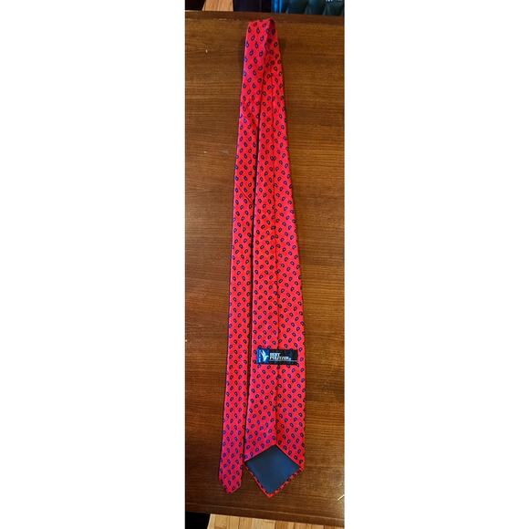 Bert Pulitzer 100% Silk Red Tie, Blue Accents NWOT, New - Picture 5 of 5